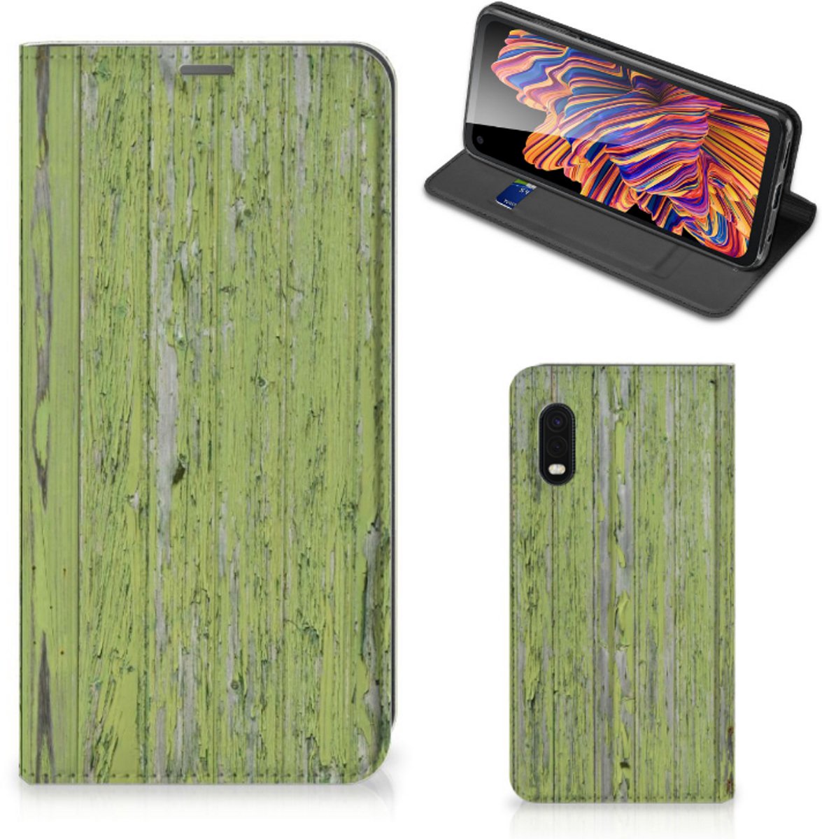 Samsung Xcover Pro Book Wallet Case Green Wood
