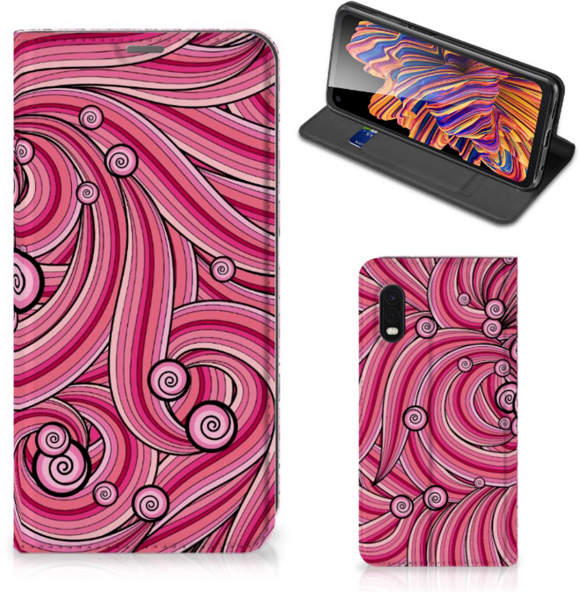 Samsung Xcover Pro Bookcase Swirl Pink