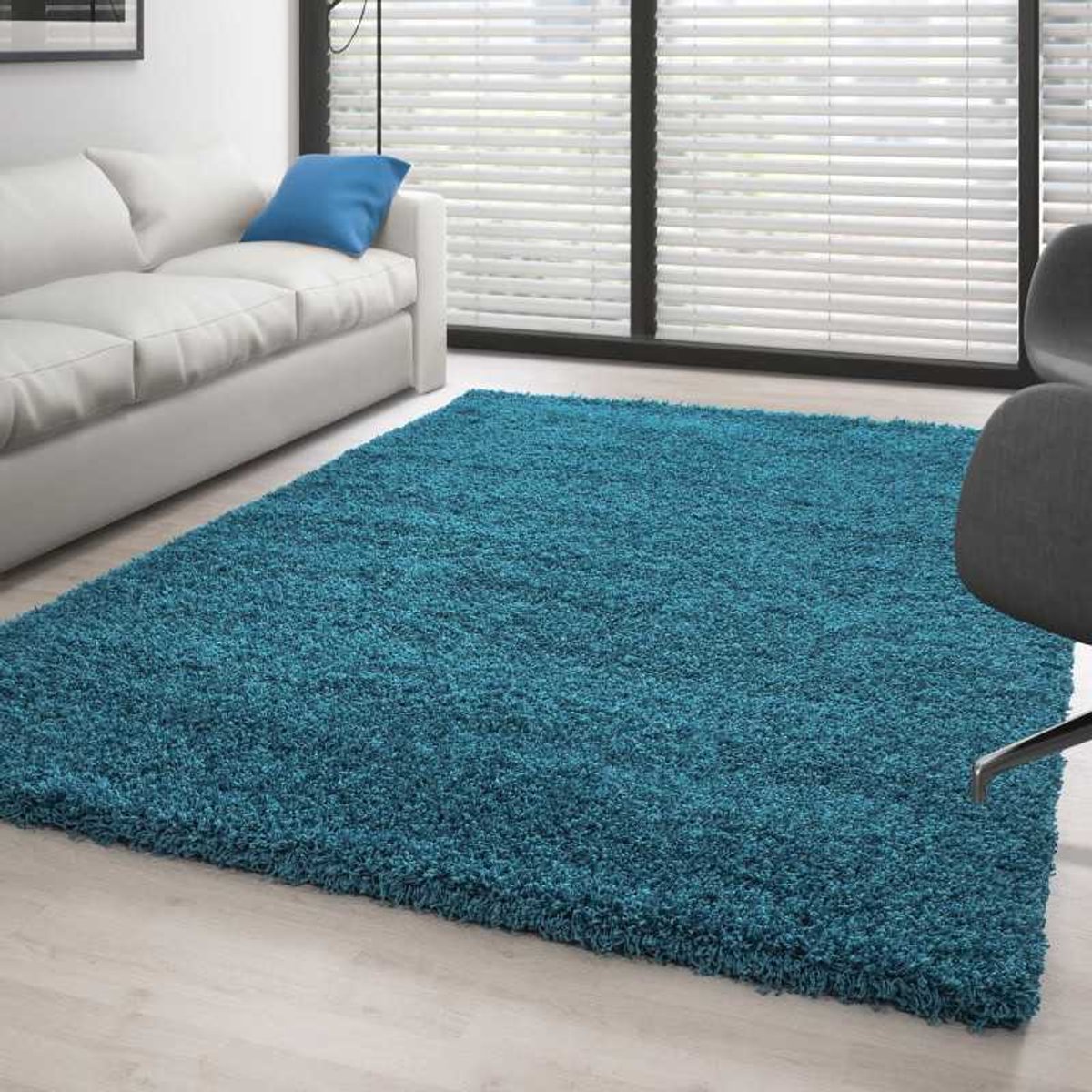 Hoogpolig vloerkleed, effen kleur TURKOOIS 160x230 cm