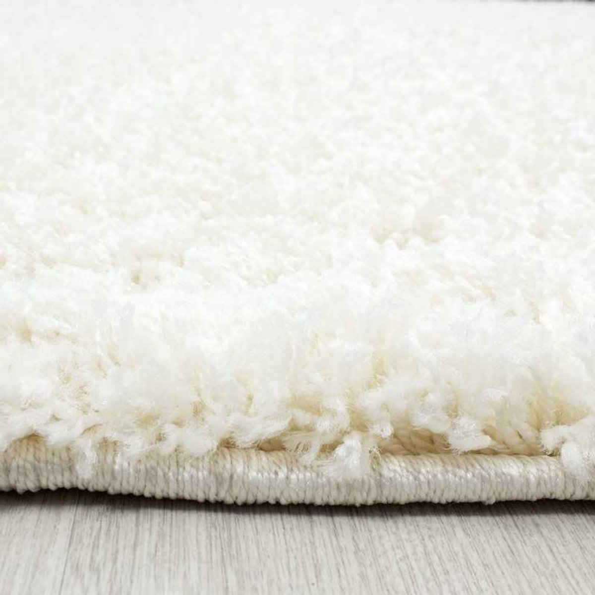 Hoogpolig vloerkleed, effen kleur: CRÈME 120 cm rond
