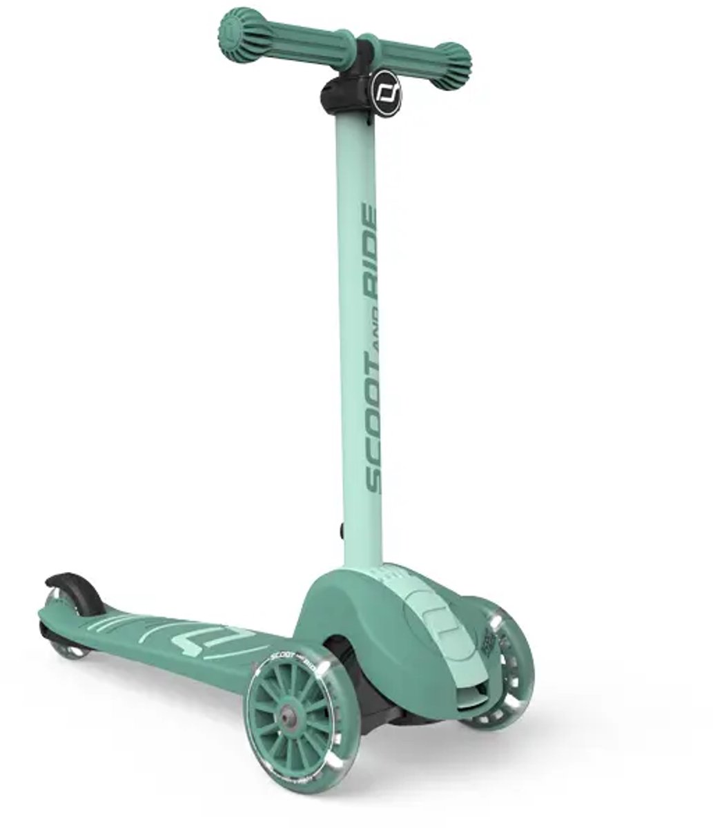 Scoot & Ride Highwaykick 3S - Kinderstep - LED-wielen, 3 wielen en 2-voudige besturing - 3+ jaar (96-130 cm), max 50 kg - PU wielen 120/80 mm, Forest