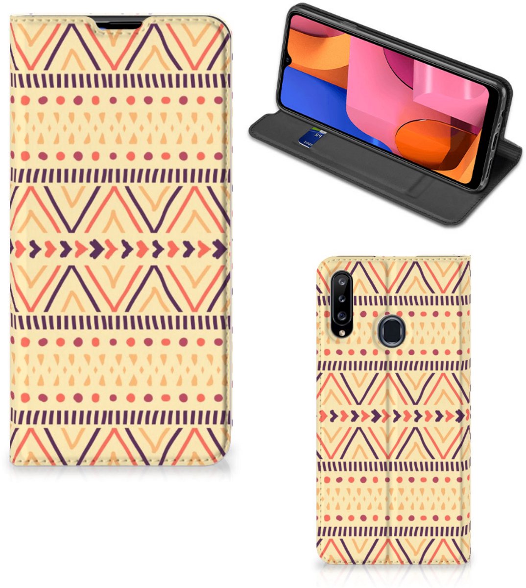 Samsung Galaxy A20s Hoesje met Magneet Aztec Yellow