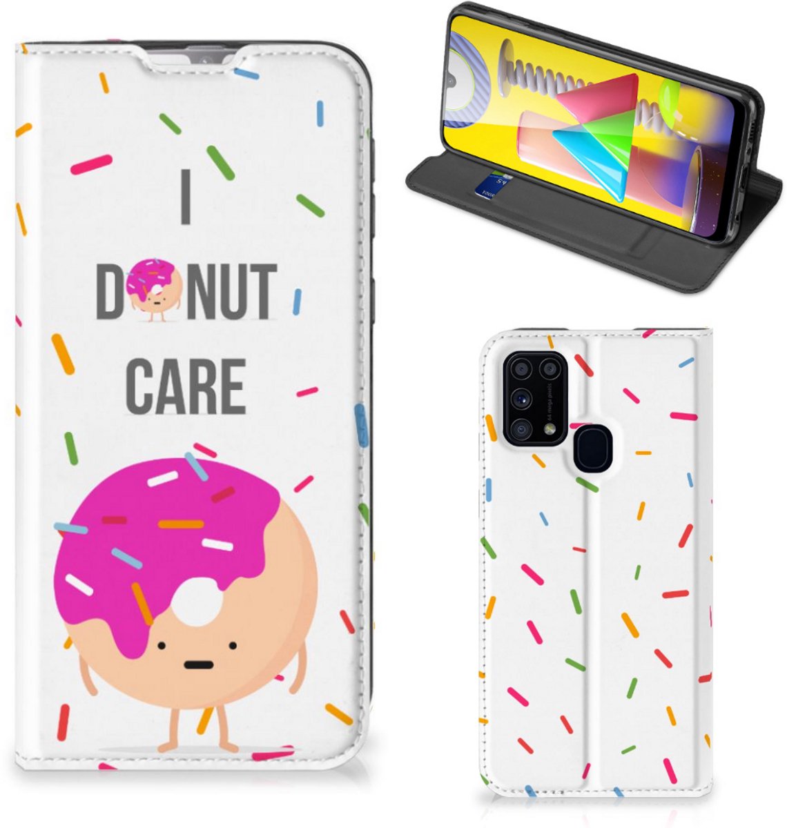 Samsung Galaxy M31 Flip Style Cover Donut Roze