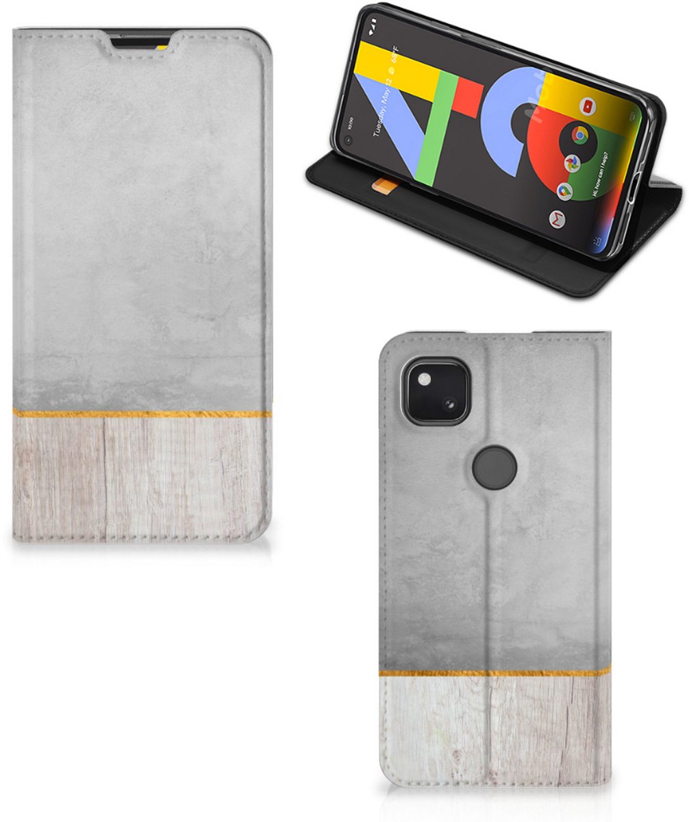 Google Pixel 4a Book Wallet Case Wood Concrete