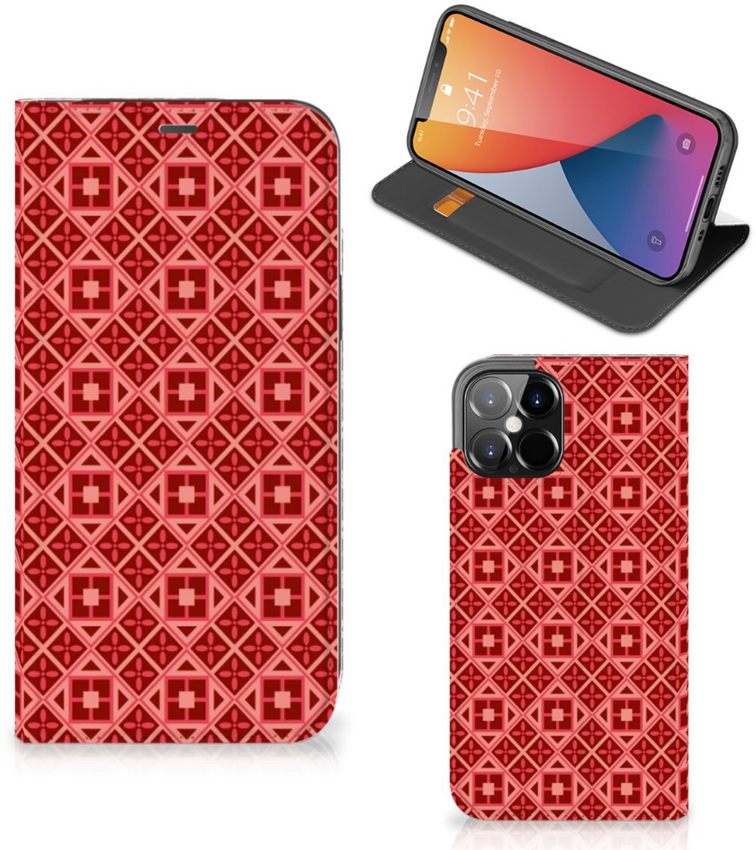 iPhone 12 Pro Max Hoesje met Magneet Batik Rood