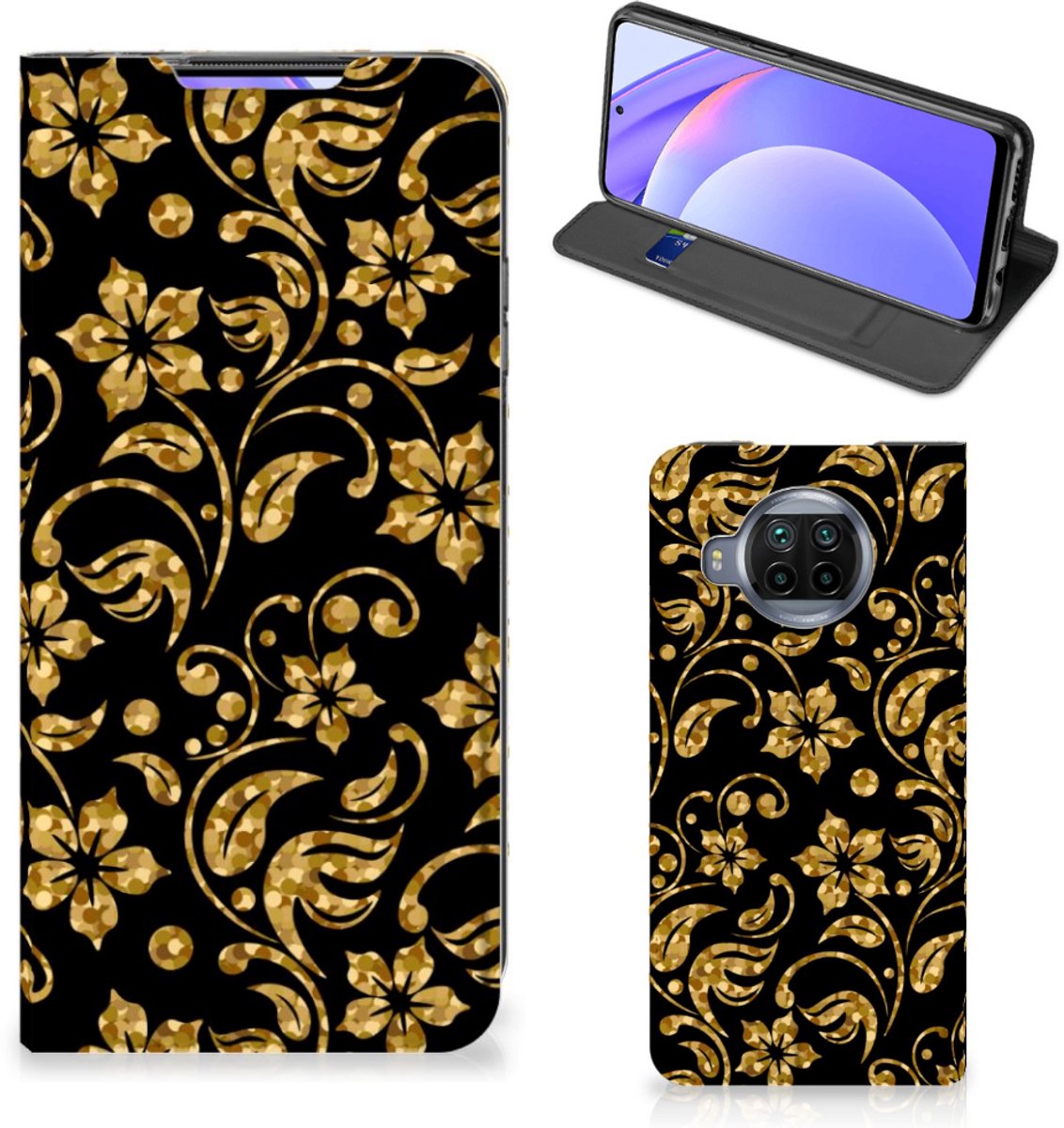 Xiaomi Mi 10T Lite Smart Cover Gouden Bloemen