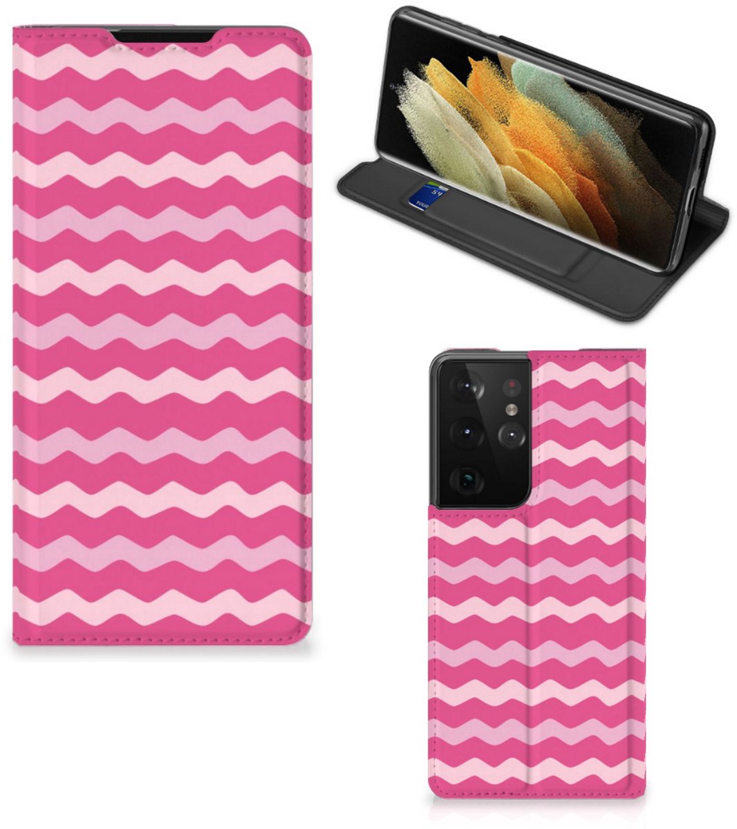 Samsung Galaxy S21 Ultra Hoesje met Magneet Waves Pink
