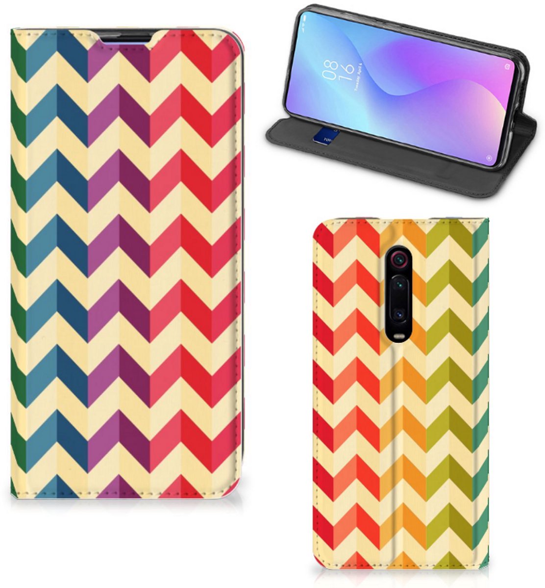 Xiaomi Mi 9T Pro Hoesje met Magneet Zigzag Multi Color