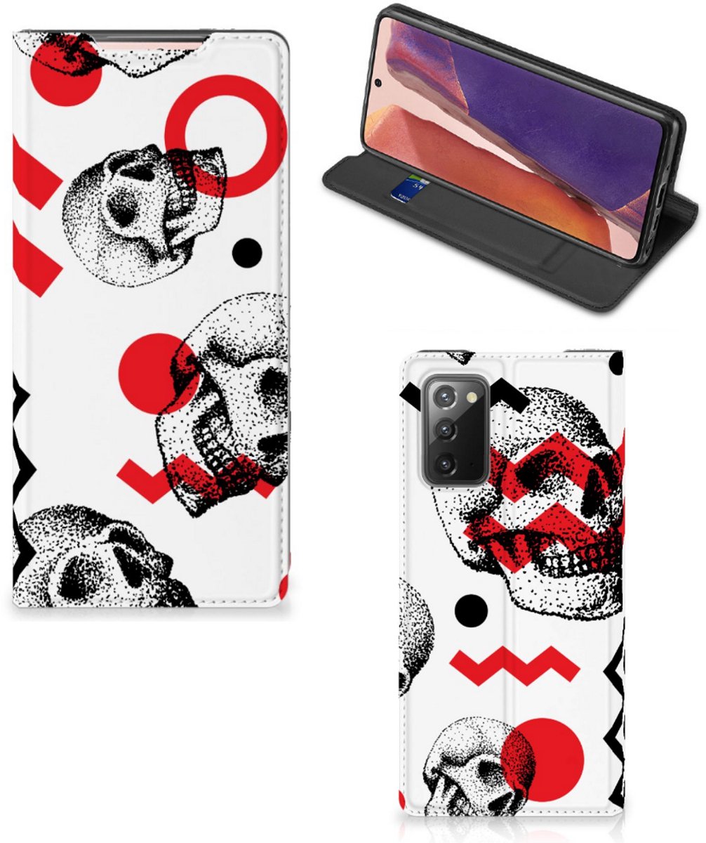 Mobiel BookCase Samsung Galaxy Note20 Skull Red