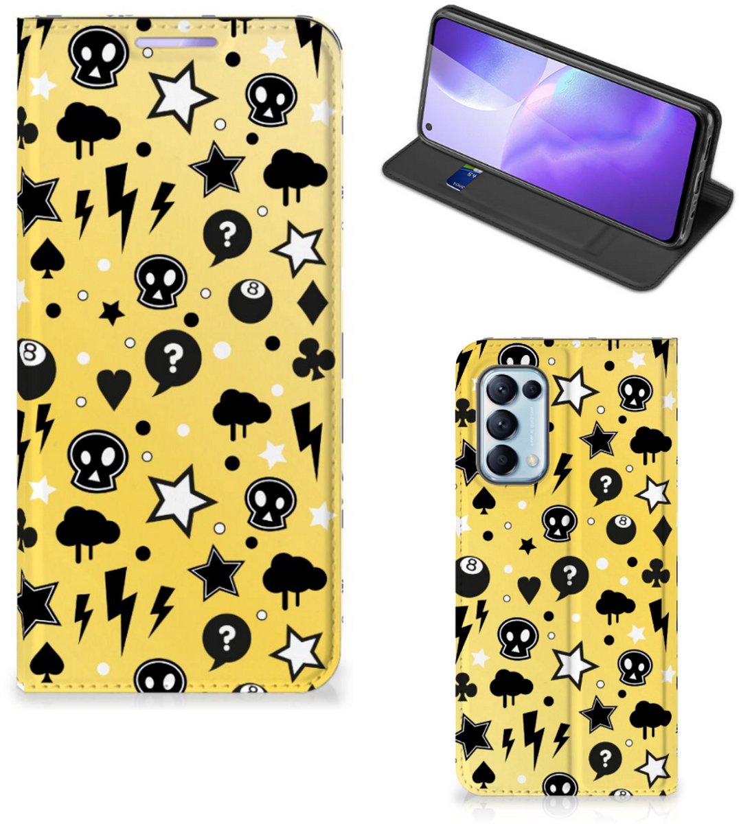 Mobiel BookCase OPPO Find X3 Lite Punk Geel