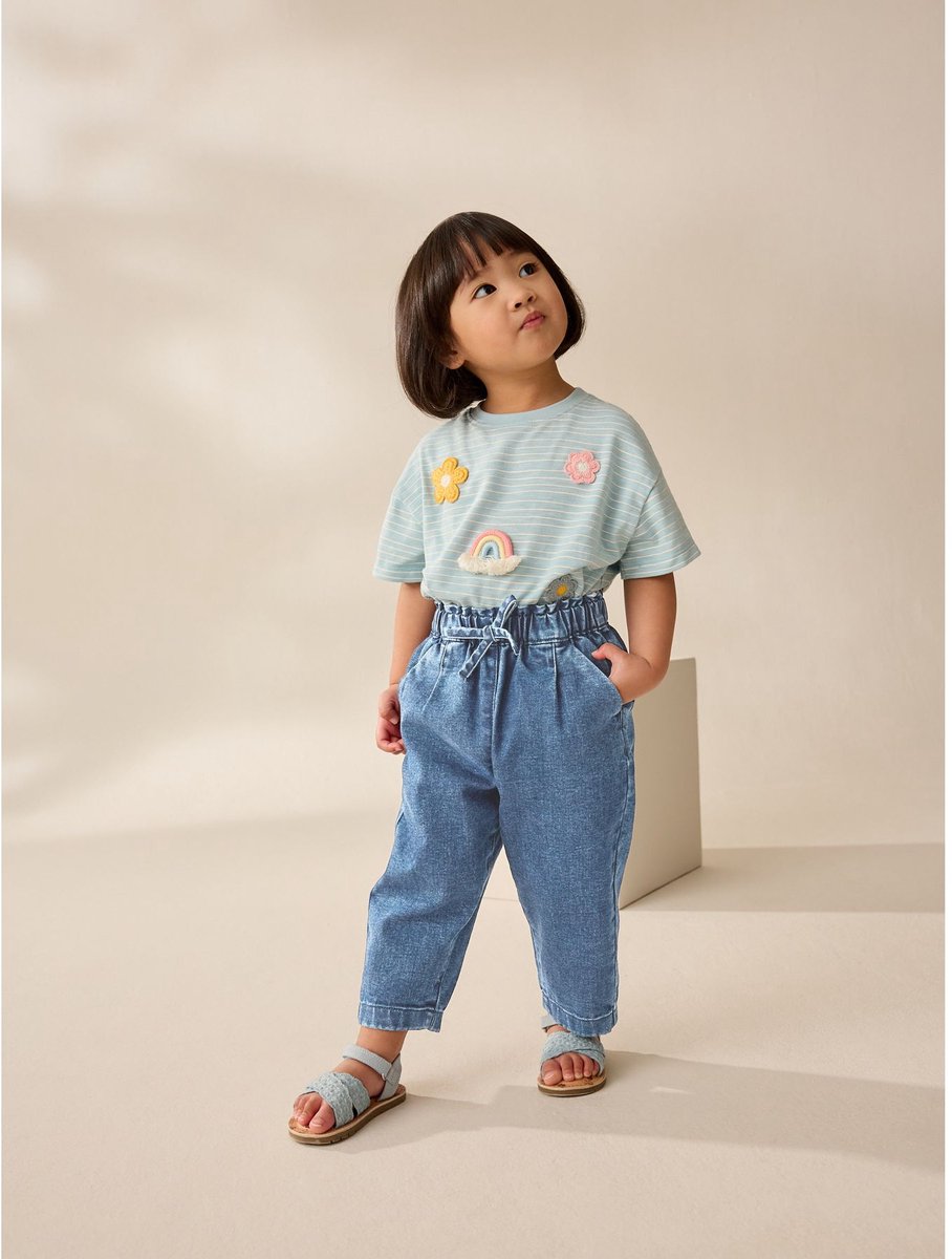 Next - Meisjes - Jeans met gestrikte taille - Blauw