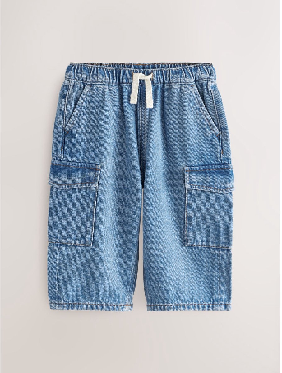 Next - Jongens - Cargojeans met wijde pijpen en elastische taille - Blauw