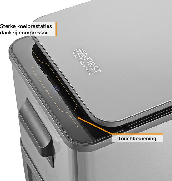 TZS First Austria Compressor Koelbox - 38L - Koelt tot -20°C - AC/DC 12V 24V 230V - Anti-Vingerafdruk Dark Steel - 3-Traps Accubeveiliging van Merkloos — afbeelding 2