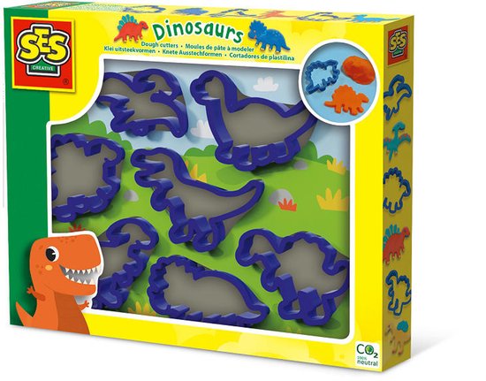 SES - Coupe- Argile - Dinos - 7 formes de dinosaures différentes - facile à nettoyer - réutilisable