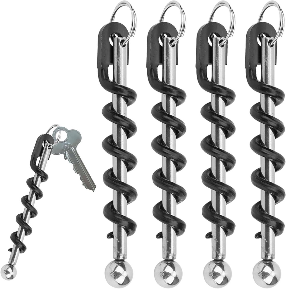 Mini Wijnflesopener en Flesopener Sleutelhanger - 4 Stuks Draagbare Kurkentrekker voor Bier en Wijn - Ideaal voor Picknick, Kamperen en Feestjes