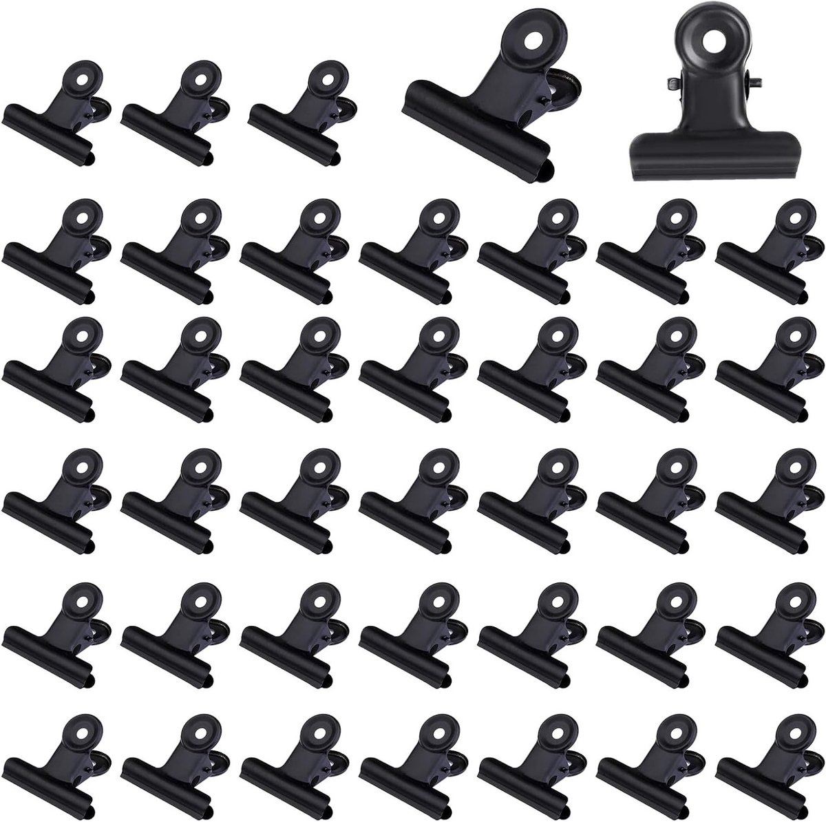 40 Kleine Bulldog Paperclips - Multifunctionele Metalen Klemmen voor Labels, Foto's, Knutselen en Kantoorgebruik (Zwart, 22mm)