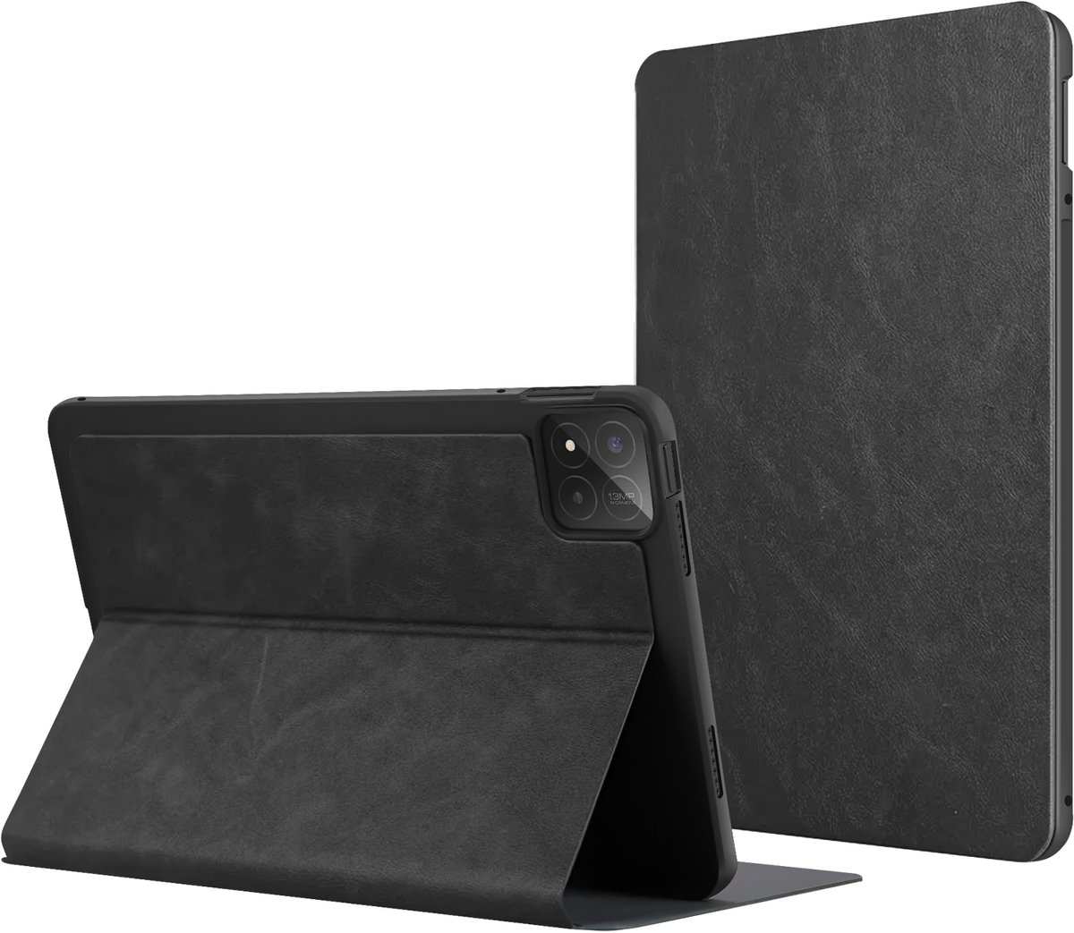 Avizar Foliohoesje Geschikt voor Xiaomi Pad 8 / Pad 8 Pro Leerlook met Geïntegreerde Standaard, Zwart
