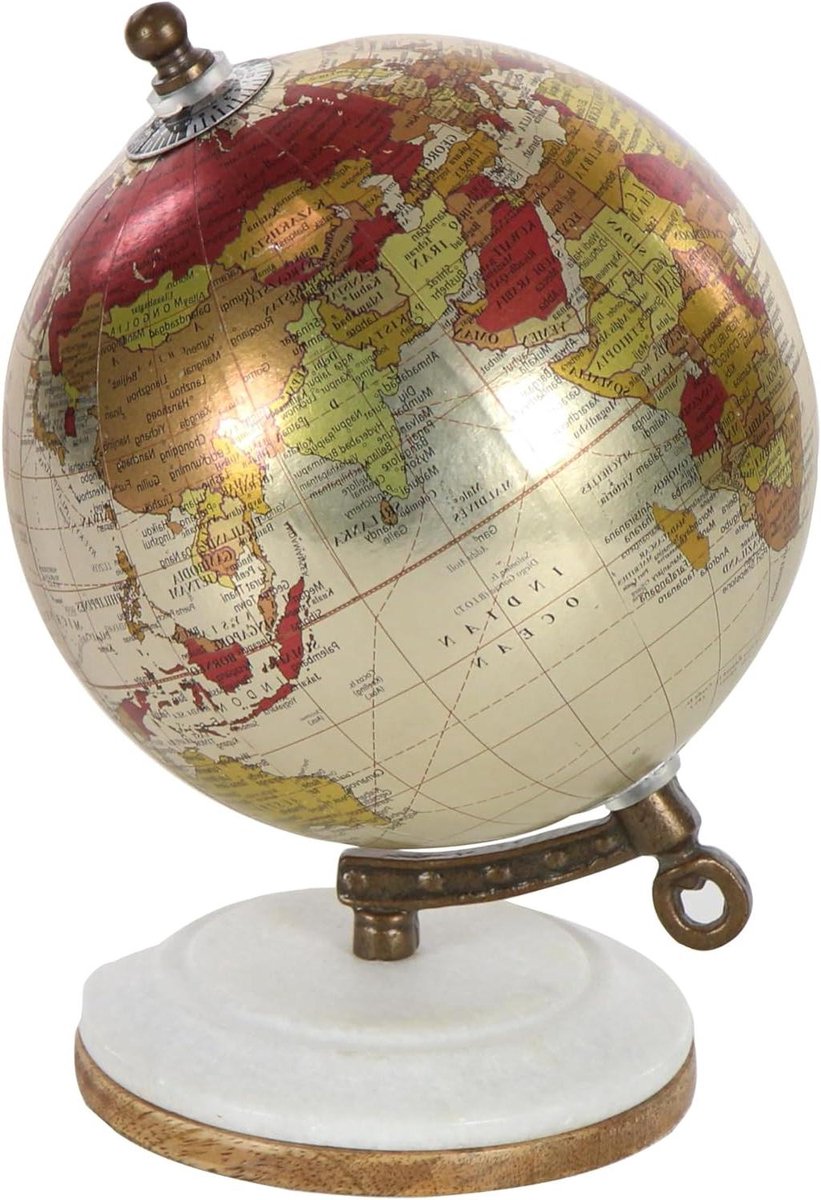 Decoratieve Wereldbol - Aardbol Bureau - Kantoor Decoratie - Marmer en Hars - 17.5 x 15.5 cm - Veelkleurig