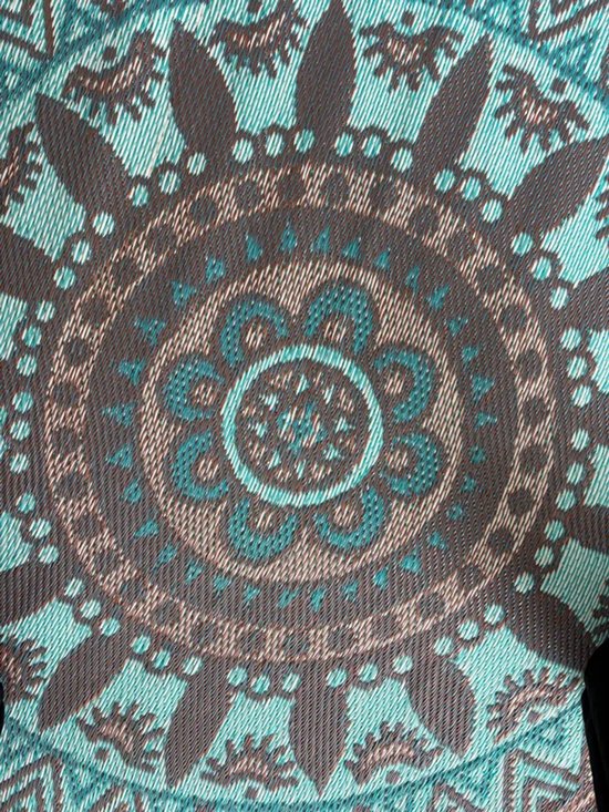 Buitenkleed rond diameter 180 cm, Turquoise/ivoor/blauw/crème
