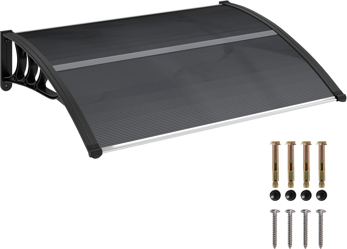 Killogood Overkapping - voordeurkap - afdak voor ingangen en ramen - 100L x 75B x 23H cm - zwart