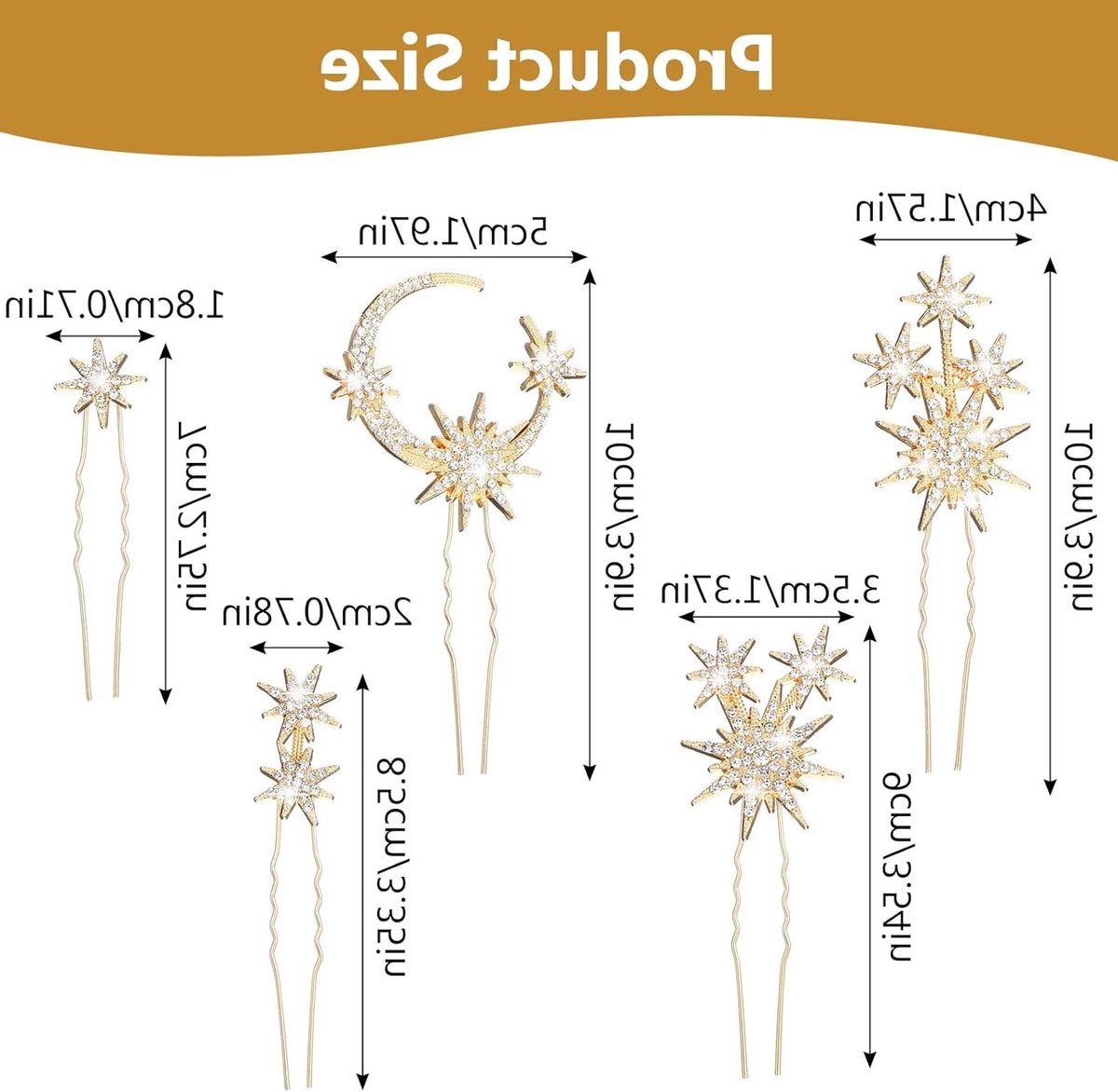 Elegante Haaraccessoires met Sterren en Maan van Kristal voor Bruidskapsels en Feestjes voor Vrouwen en Meisjes