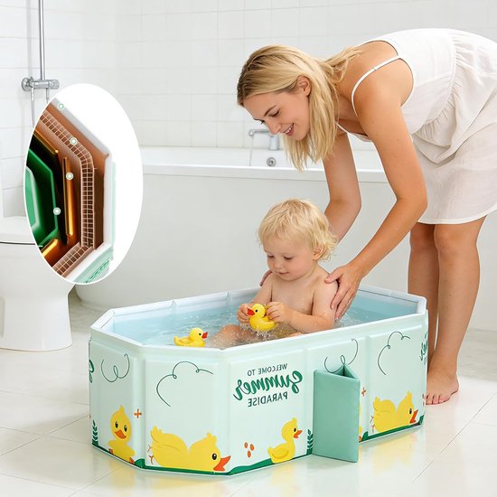 Foldable Bathtub, Portable Baby Bathtub, Large Baby Tub for 0-8 Years, with Bath Toy, Integrated Bathtub, 78 x 45 x 30 - ShopVlot — afbeelding 5
