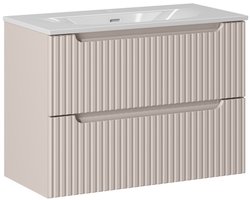 Badplaats Badkamermeubel Nova 80 cm – Beige – Hangend Badmeubel met 2 Lades