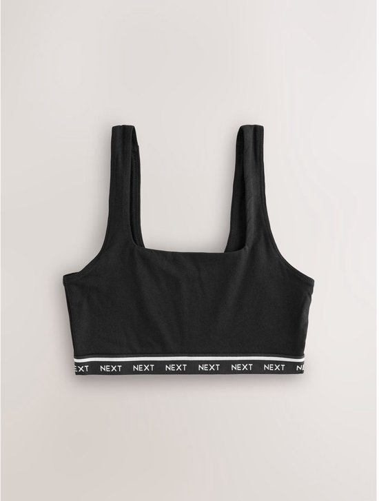 Next - Dames - Set van 4 cropped Ultimate Comfort beha's van katoen met logo - Zwart
