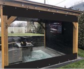 Waterdichte Pergola Gordijnen - Buitengordijnen PVC - Buitenruimte Afschermen - Hitteverzegelde naden - 1x2m - Transparant zwart