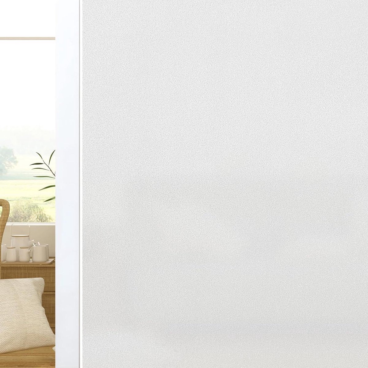 Matte Raamfolie - Privacyfolie Glas - Ramen Afschermen - Statische Hechting Zonder Lijm - 76x200 cm - Wit Mat