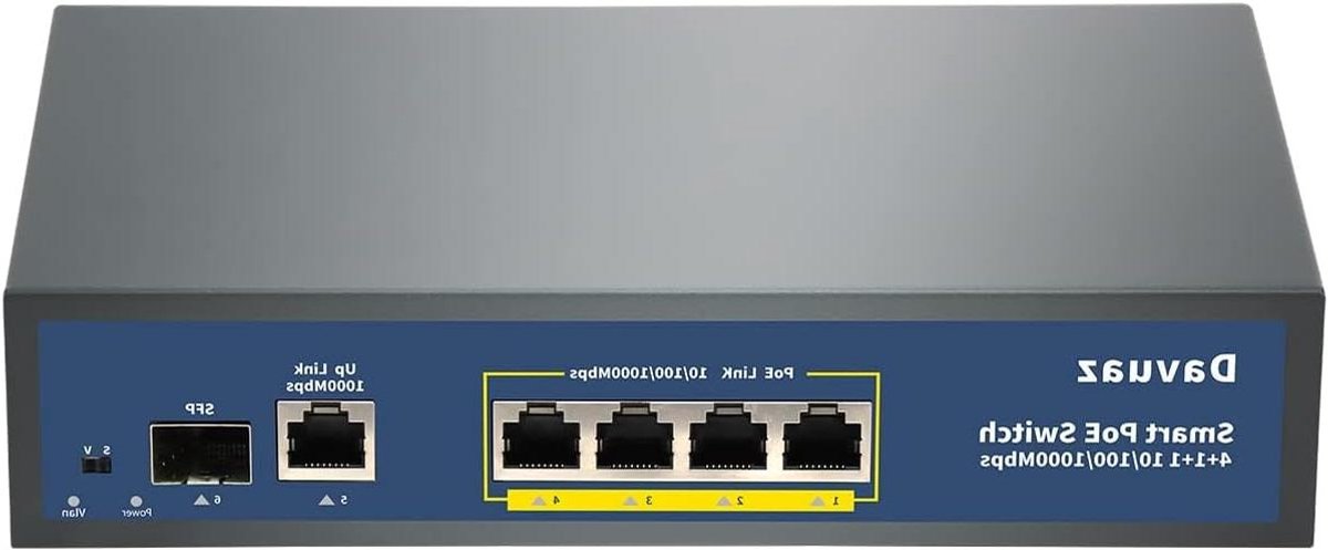 Gigabit PoE Switch - Power over Ethernet Switch - Netwerkapparaten Verbinden - 4 POE+ poorten - 1 SFP poort - zilver