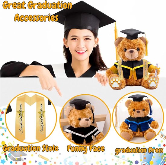 Afstudeerbeer - Teddybeer met tekst - Cadeau geven - Gepersonaliseerd met foto - 20cm - Kleur 13 — afbeelding 5