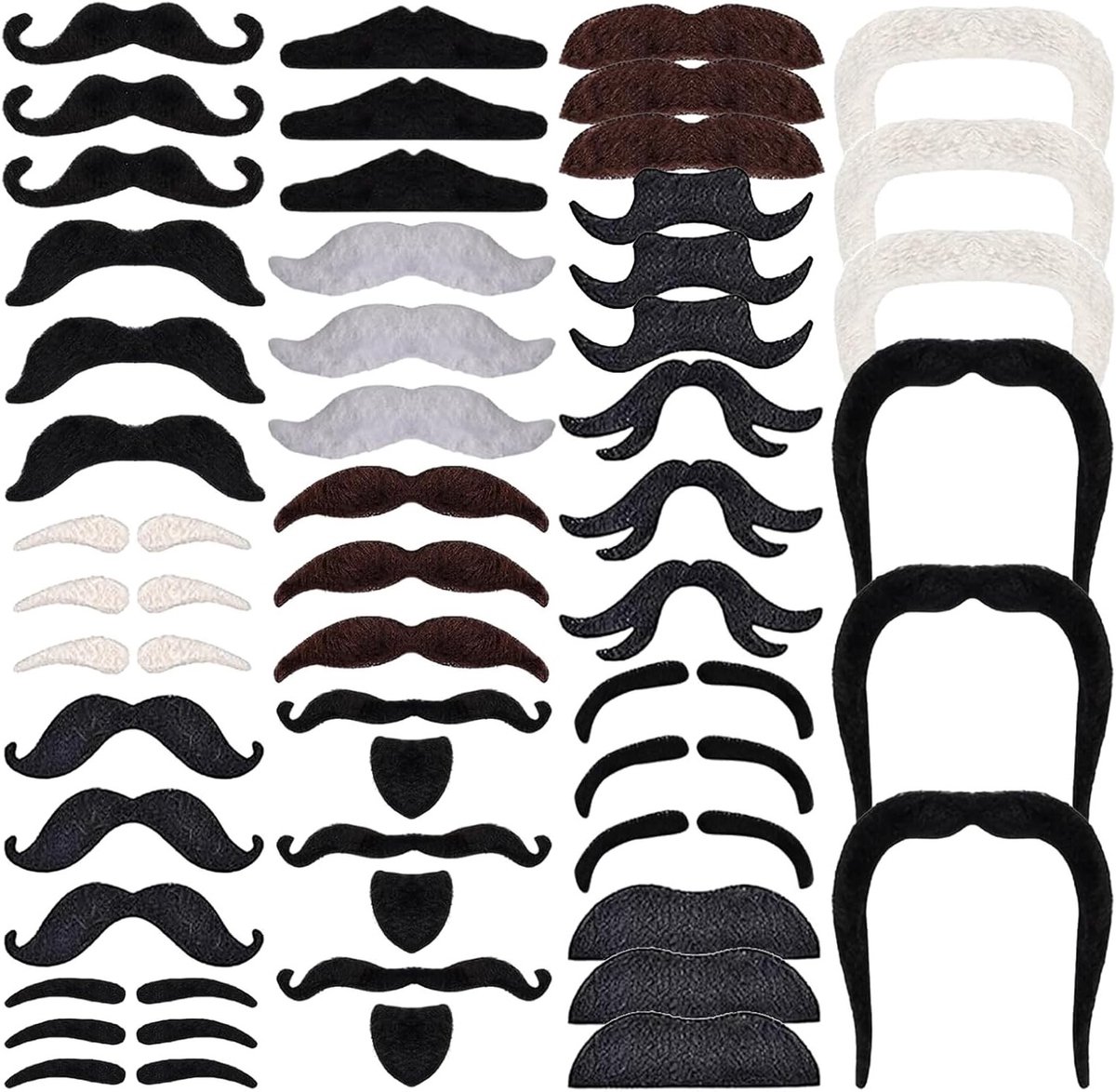 48 Zelfklevende Neppartijen voor Carnaval, Halloween, Kerst en 1 April - Handgemaakt, Fibrous Materiaal, Geschikt voor Feestjes