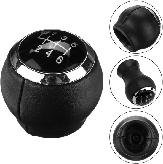 Versnellingspook Knop - Schakelhendel Handbal - Nauwkeurig Schakelen - Leer en Kunststof - 10 cm - Zwart — afbeelding 2
