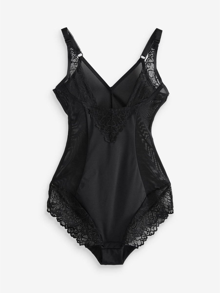 Next Dames - Wear Your Own Bra - Vormgevende body met sterke buikcorrectie - Zwart Black
