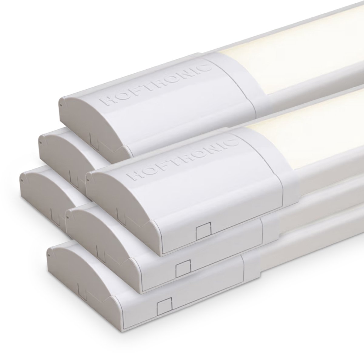 HOFTRONIC Set van 6 LED Batten 60cm – 18W 2520lm – 4000K neutraal wit – Koppelbaar – Flikkervrij – IP20