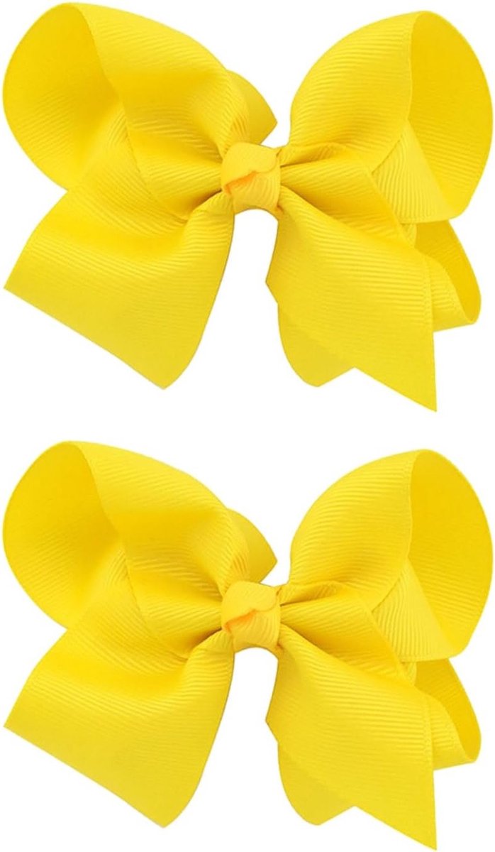 Handgemaakte Gele Haarstrikken voor Meisjes, Set van 2, met Krokodilclips, Perfect voor Verjaardagen en Feestjes, Ideaal als Cadeau