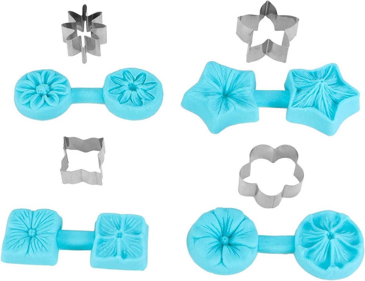 Fondant Mallen voor Bakken - 4 Sets Silicone Mallen voor Chocolade en Taarten, Keukenbenodigdheden voor Creatieve Bakprojecten