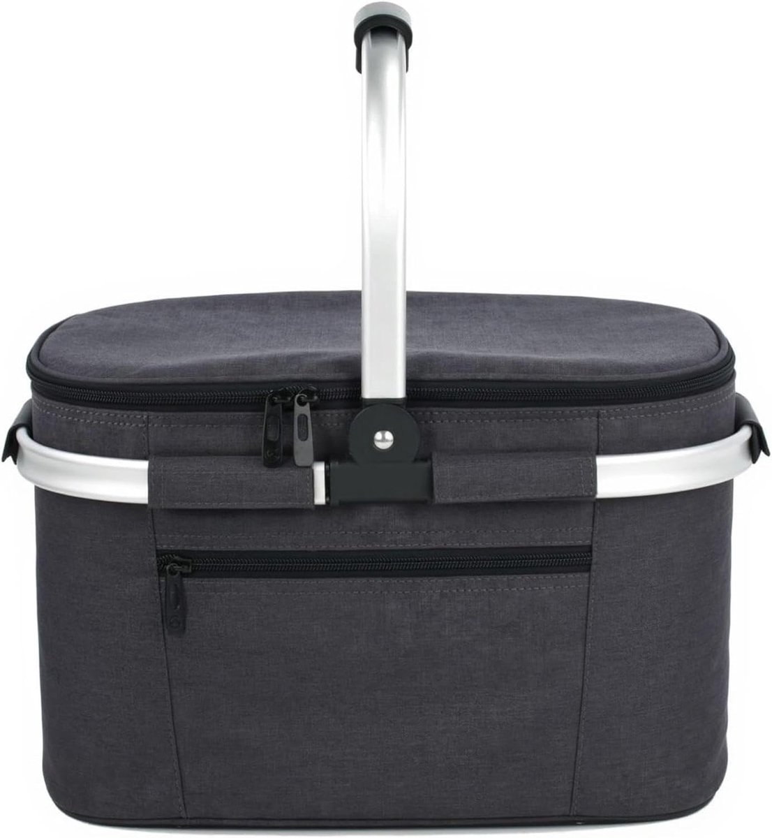 Picknickmand met Gevoerde Handgrepen en Aluminium Frame - Picknick Mandje - Boodschappenmand - Fruitmand - Winkelmand - Polyester - Zwart - 32L - van Imperatoris