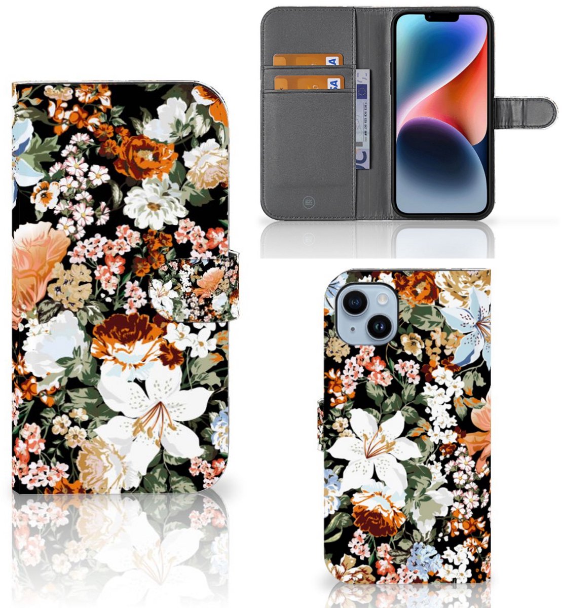 Hoesje voor iPhone 15 Plus Dark Flowers
