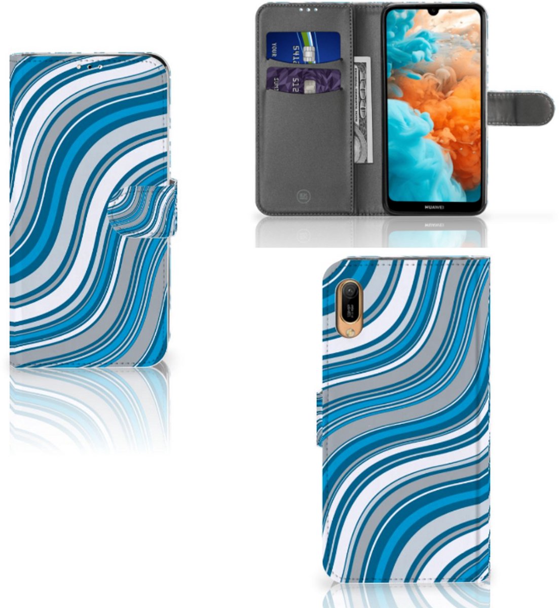 Huawei Y6 (2019) Telefoon Hoesje Waves Blue