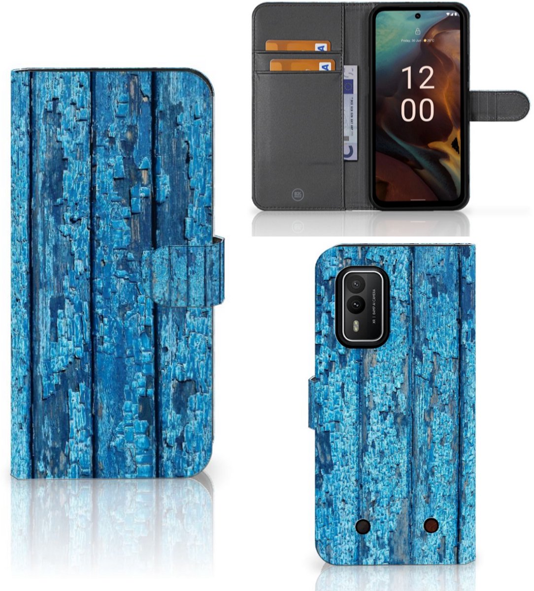 Nokia XR21 Book Style Case Wood Blue