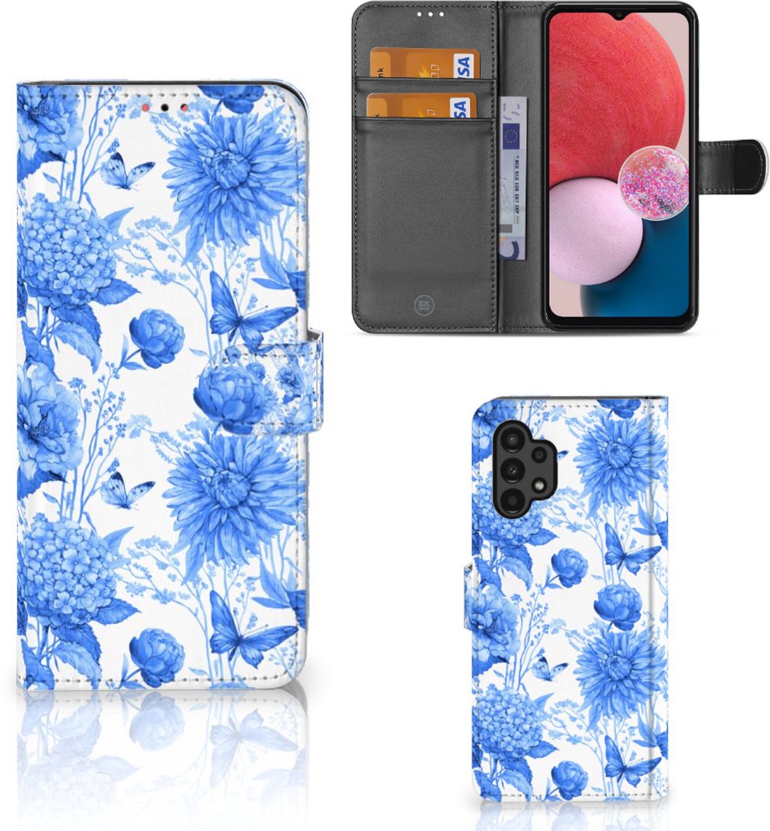 Book Case voor Hoesje voor Samsung Galaxy A13 (4G) Flowers Blue