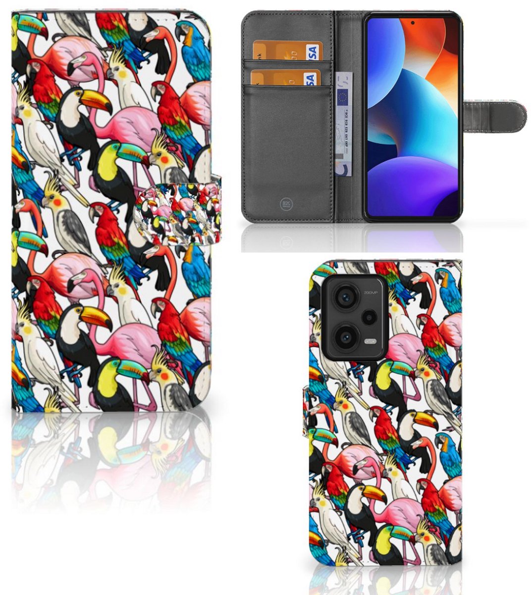 Book Case voor Xiaomi Redmi Note 12 Pro Plus Telefoonhoesje met Pasjes Birds