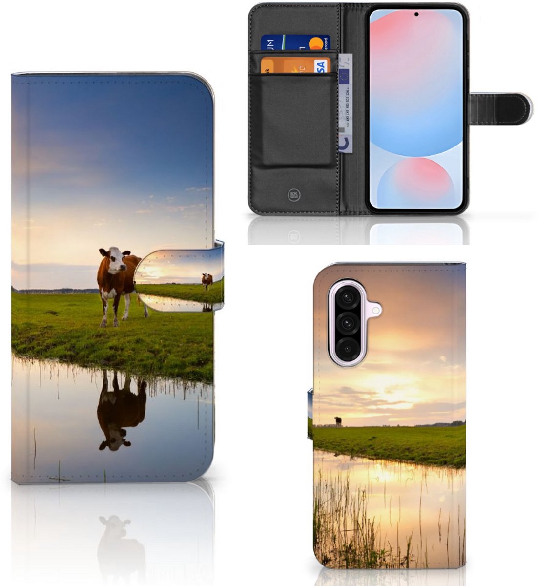 Book Case voor Samsung Galaxy A56 Telefoonhoesje met Pasjes Koe