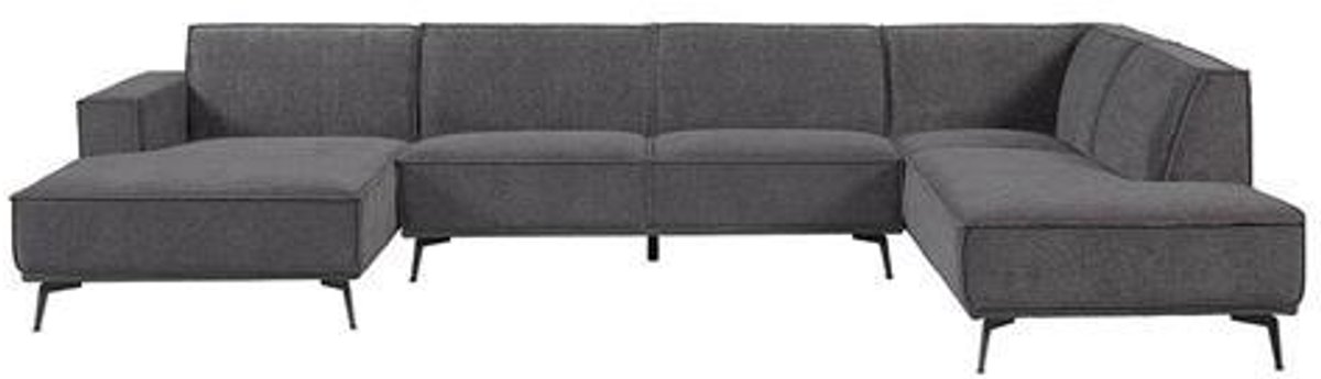 Tower Living - Leeds U-bank, Chaise L + Ottoman R City - Blauw/zwart