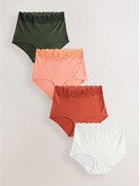 Next - Dames - Set van 4 stoma-slips van katoen en kant met volledige bedekking - Rood