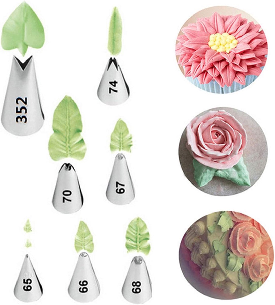Spuitmondjes, 7 spuitzakken, decoratieaccessoires van 304 roestvrij staal - Taartdecoratie voor taarten, koekjes, gebak, snoep, cakes, cupcakes en biscuits