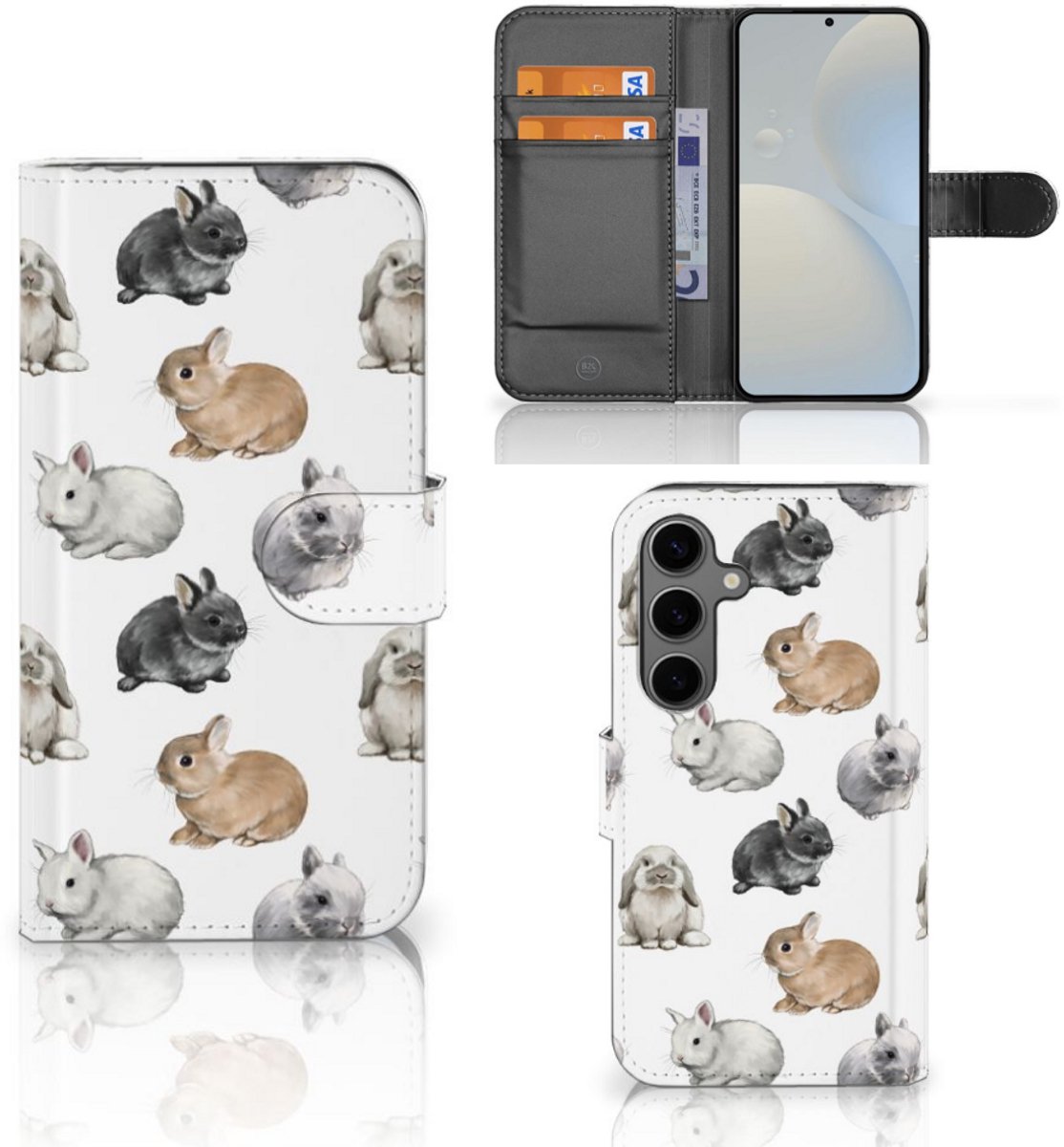 Telefoonhoesje met Pasjes voor Samsung Galaxy S25 Konijntjes