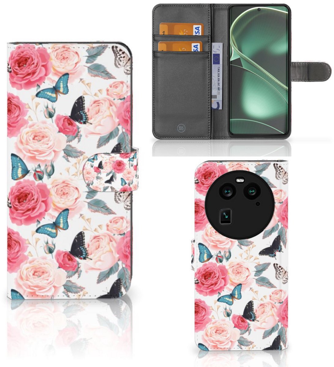 OPPO Find X6 Hoesje Butterfly Roses